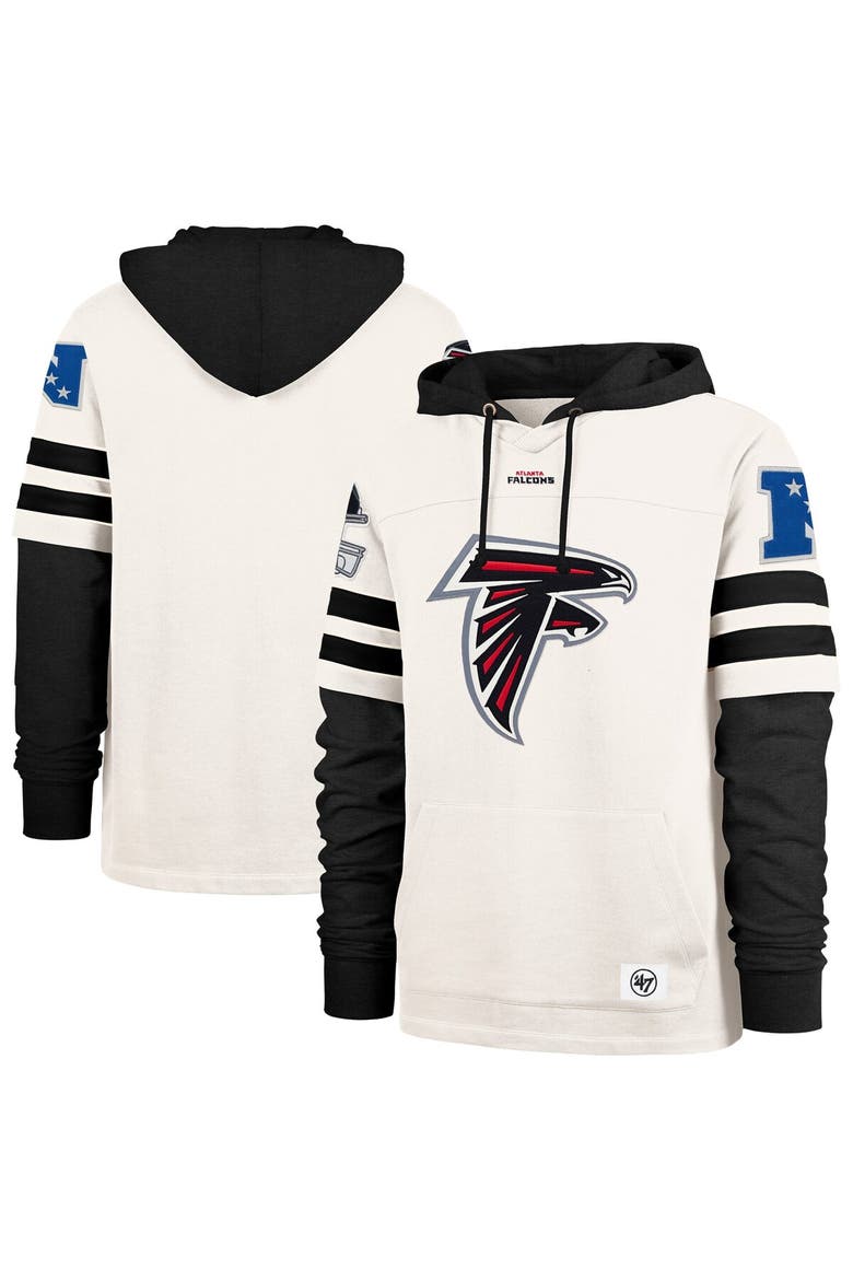 Men's '47  Cream Atlanta Falcons Split Zone Cornerback Duo Lacer Hoodie, Main, color, Cream
