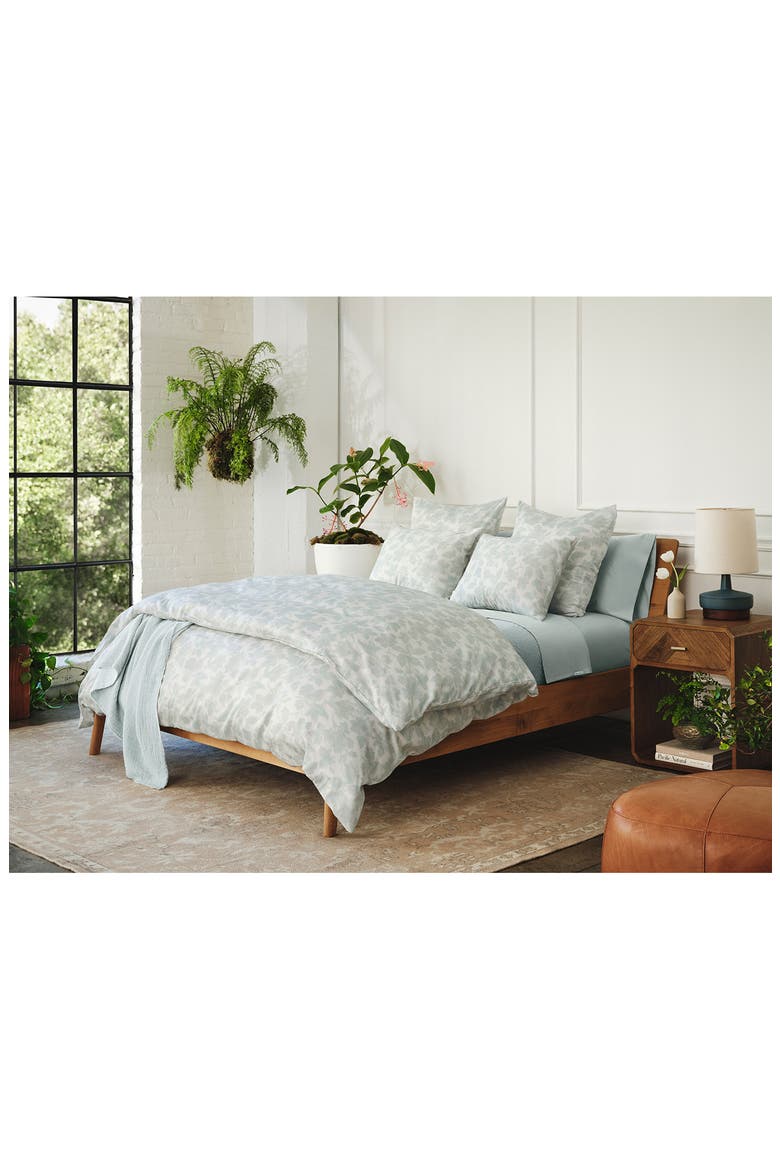 Camellia Organic Cotton Sateen Duvet Cover, Alternate, color, CELADON
