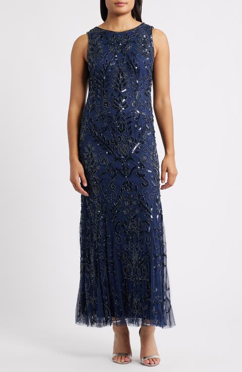 Beaded Sleeveless Gown