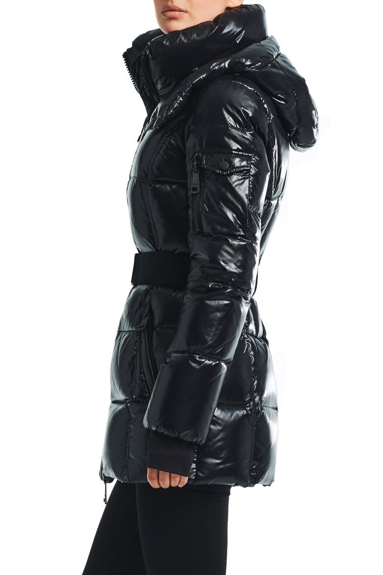 Soho Belted Down Puffer Coat, Alternate, color, JET