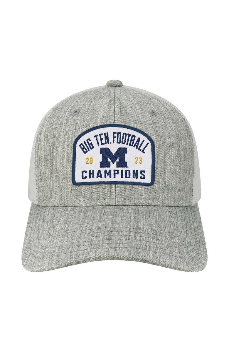 LEGACY ATHLETIC Men's Legacy Athletic  Heather Gray Michigan Wolverines 2023 Big Ten Football Conference Champions Adjustable Trucker Hat, Alternate, color, 