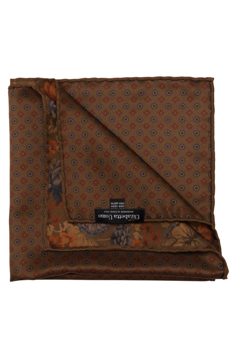 Elizabetta Vico - Double Sided Silk Pocket Square for Men, Alternate, color, Clay Brown