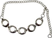 MADISON BEVERLY HILLS Vintage Chain Belt 5 Circle Link Silvertone 6 Links Big Circles Design Mod Boho