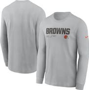 Nike Men's Nike Silver Cleveland Browns Sideline Infograph Lock Up Performance Long Sleeve T-Shirt