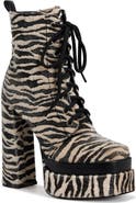 AZALEA WANG Redford Faux Calf Hair Lace-Up Bootie
