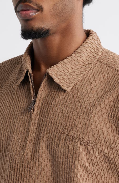 Honor The Gift Textured Quarter Zip Knit Top In Brown