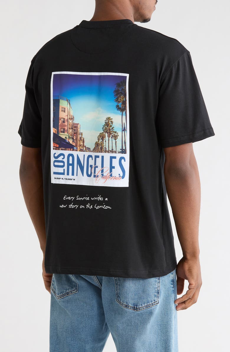 DENIM AND FLOWER Relaxed Fit Los Angeles Graphic Tee, Alternate, color, Black