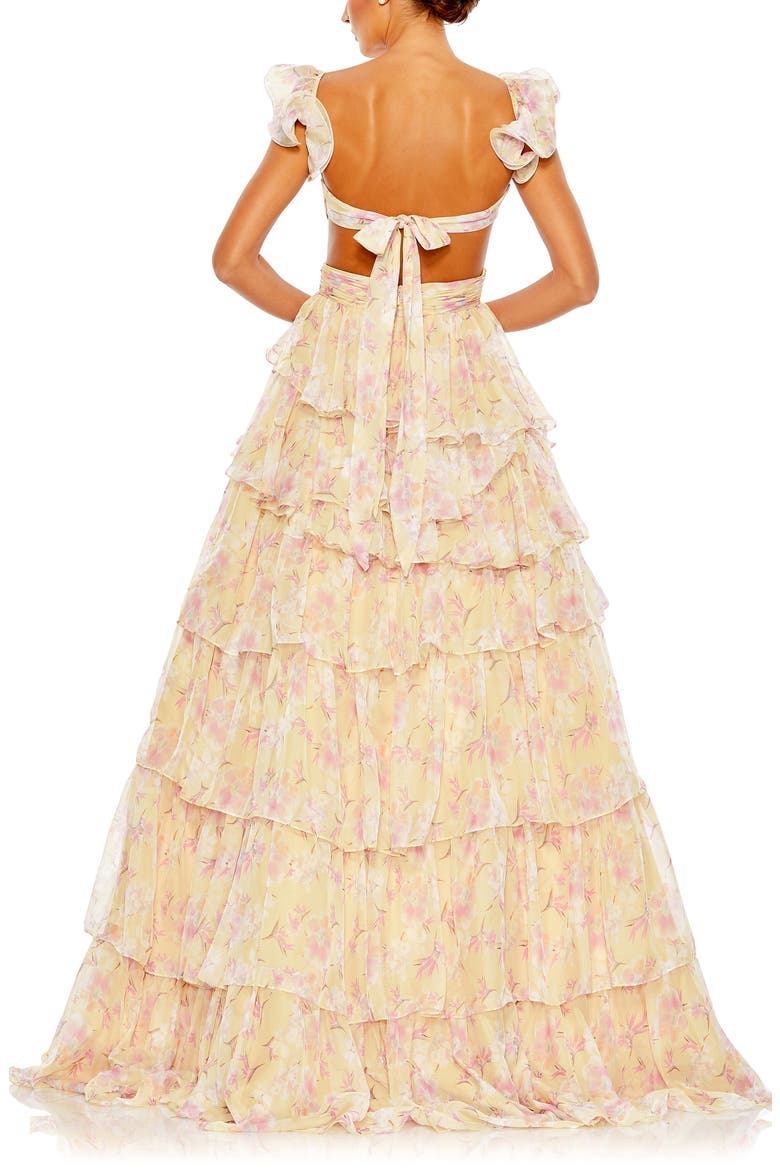 Sleeveless Floral Cutout Ballgown, Alternate, color, BUTTERCREAM