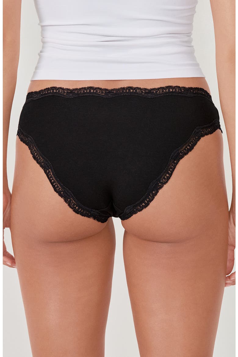 3-Pack Lace-Trimmed Bikini Panties, Alternate, color, BLACK