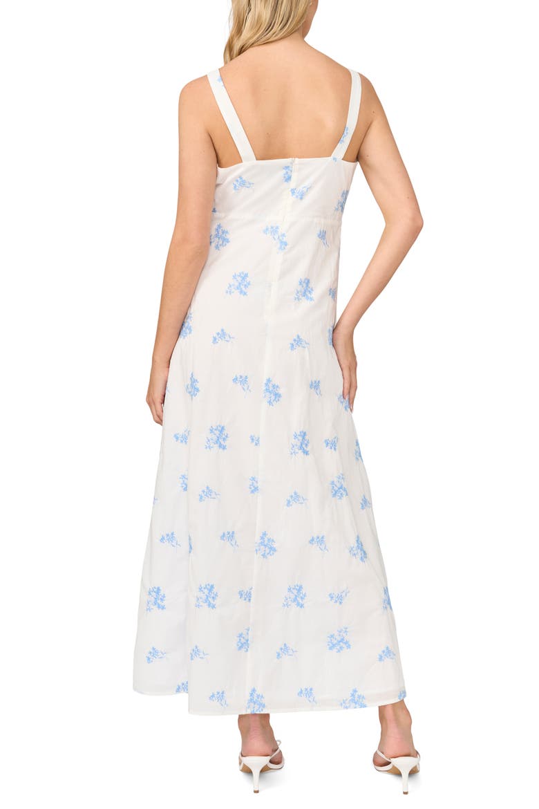 Plunge Neck A-Line Maxi Dress, Alternate, color, WHITE/ AIRY BLUE