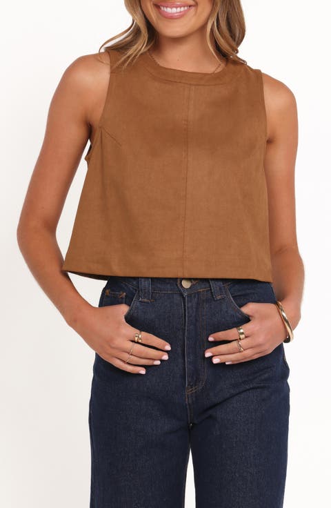 Charles Sleeveless Faux Suede Top