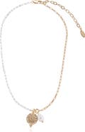 Ettika Faux Pearl & Chain Pendant Necklace