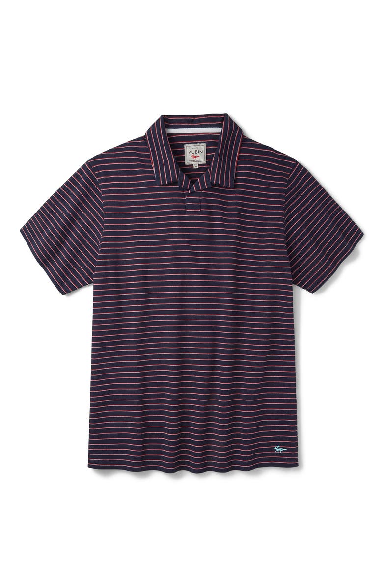 Aubin Baysdale Open Collar Polo, Alternate, color, Navy Stripe