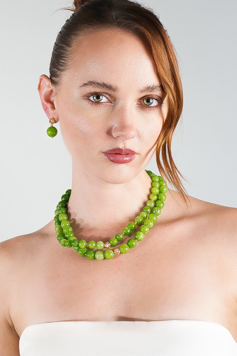 Olivia Peridot Bead Choker Necklace, Alternate, color, Green