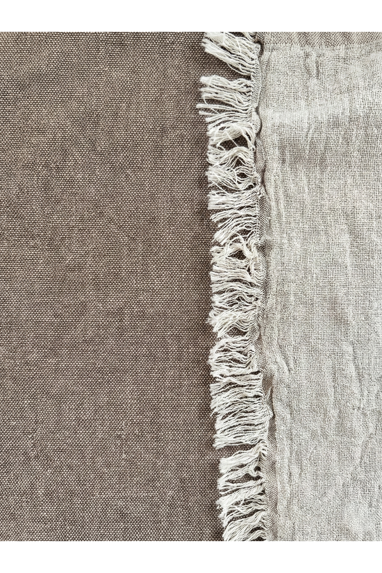 Reversible Linen Fringe Throw, Alternate, color, Mocha Brown