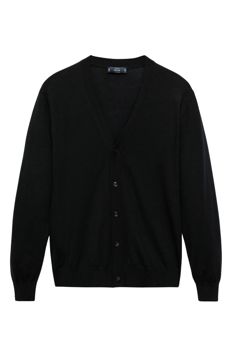 MANGO Solid Wool Cardigan, Alternate, color, Black