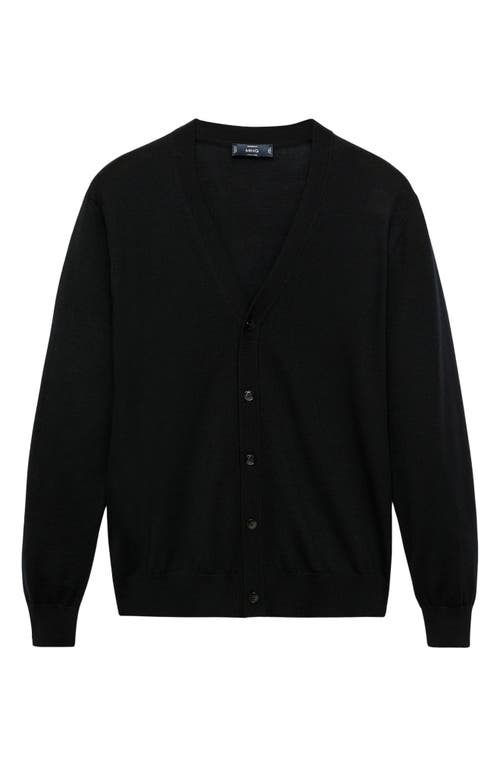 Mango Solid Wool Cardigan In Black