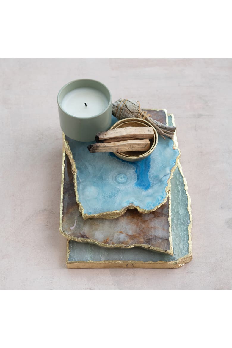 Tray with Electroplated Edge, Alternate, color, Blue