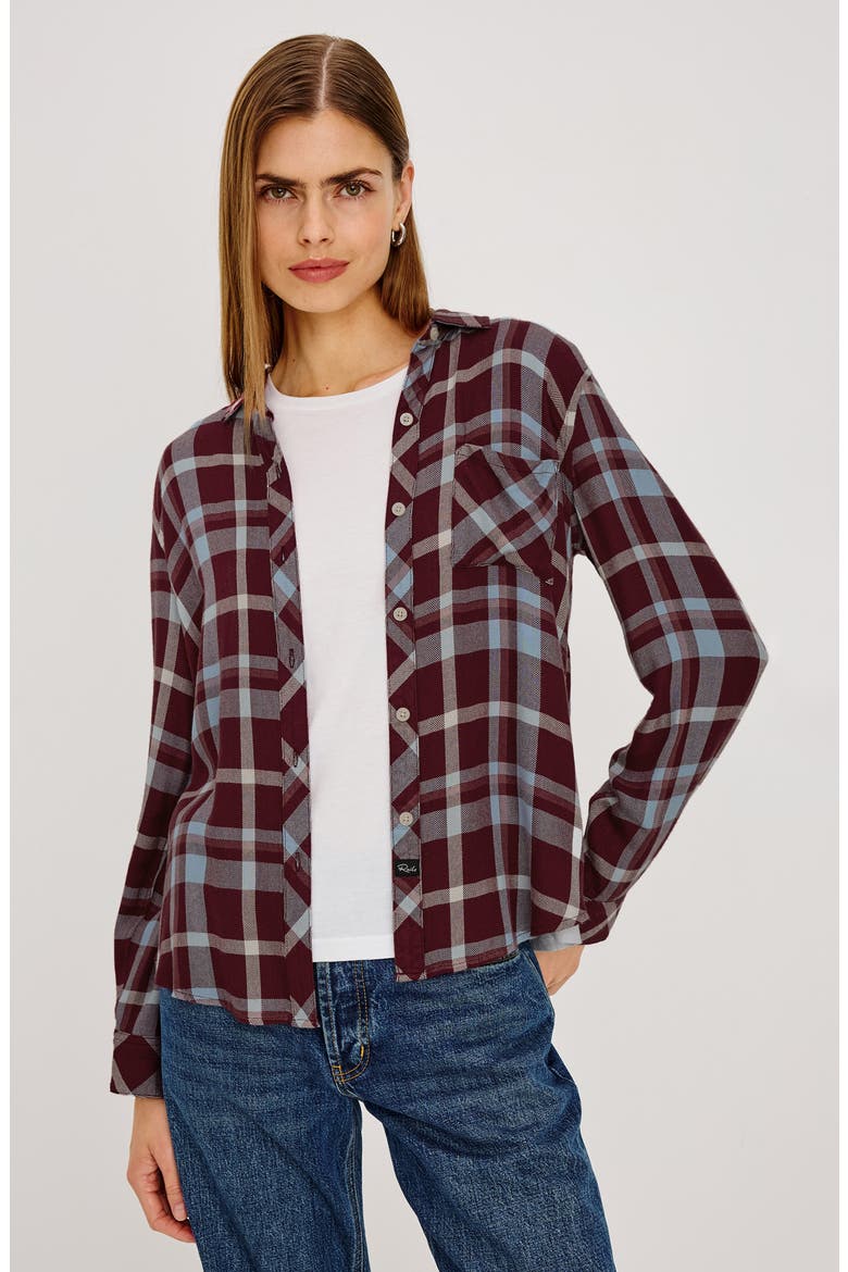 Hunter Plaid Long Sleeve Shirt, Alternate, color, PLUM CREAM