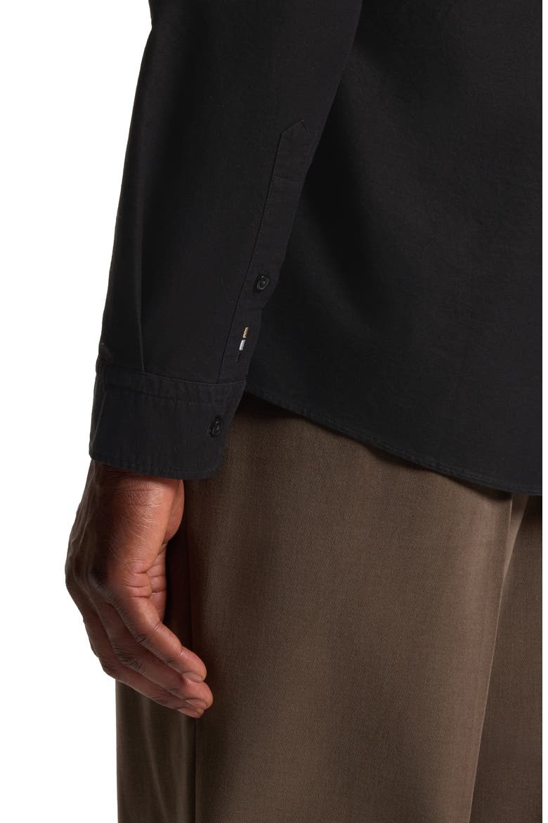 Roan Slim Fit Solid Cotton Button-Down Shirt, Alternate, color, BLACK