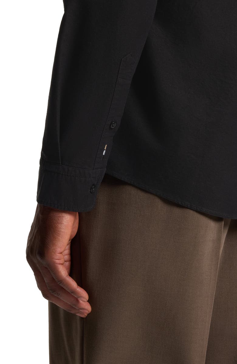 BOSS Roan Slim Fit Solid Cotton Button-Down Shirt, Alternate, color, Black