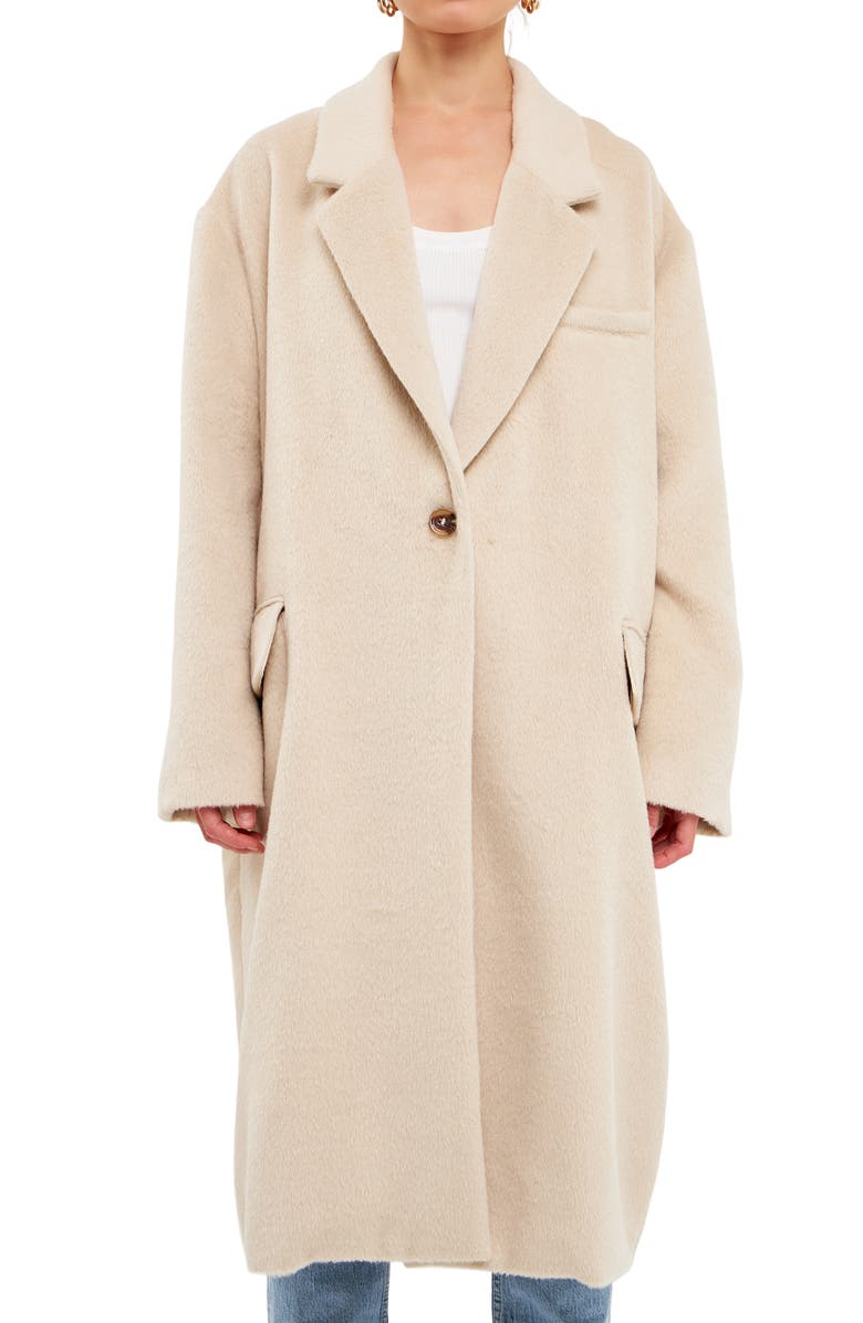 Endless Rose Oversize Brushed Coat, Alternate, color, Beige
