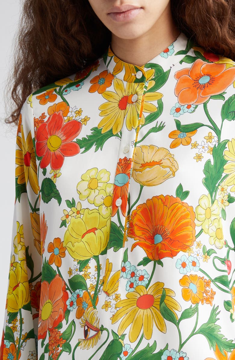 Stella McCartney Garden Floral Print Button-Up Shirt, Alternate, color, 