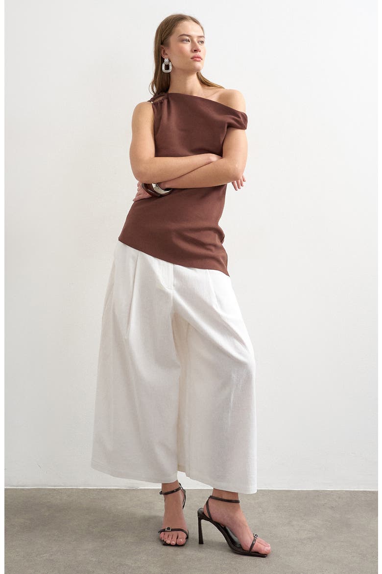 Linen Blend Culottes, Alternate, color, WHITE