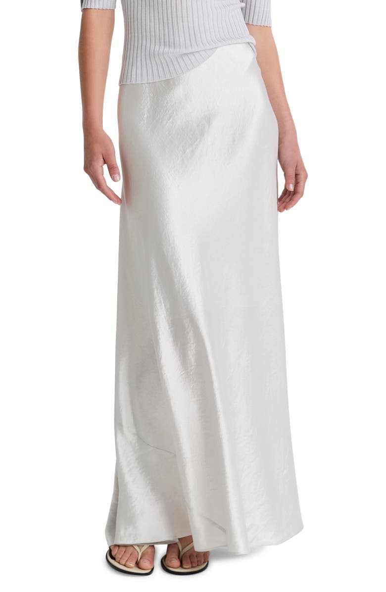Vince Crinkled Satin Maxi Skirt, Main, color, Salt Glass