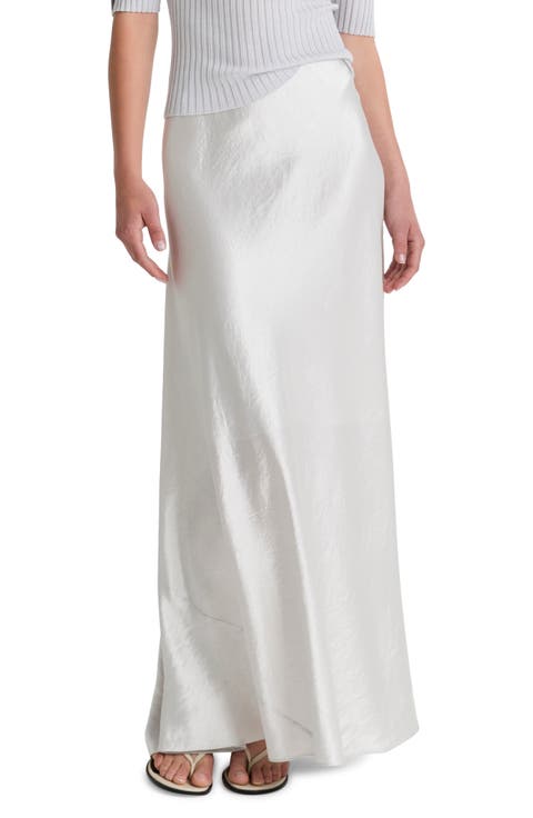 Crinkled Satin Maxi Skirt