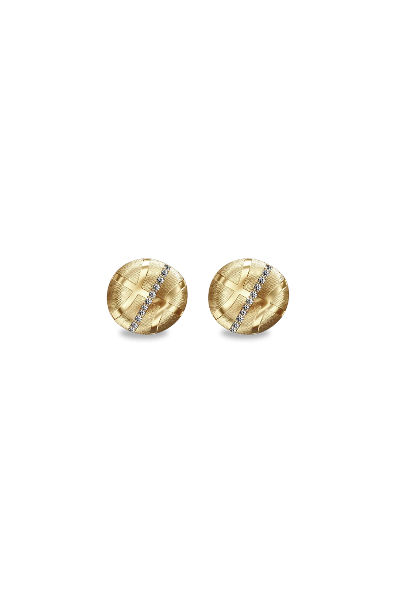 The Basketball Crooked Ball Linear Diamond Earrings, Alternate, color, Gold / White Diamond