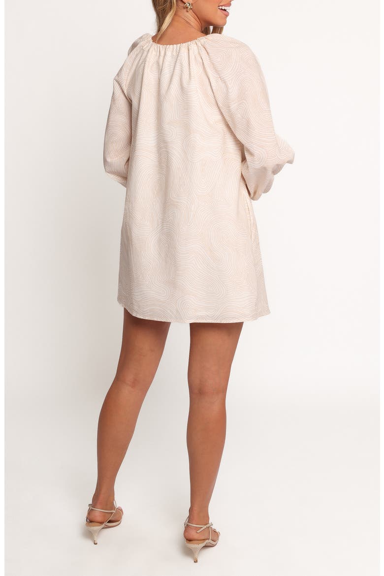 Walker Woodcut Print Long Sleeve Cotton & Linen Minidress, Alternate, color, TAN SWIRL