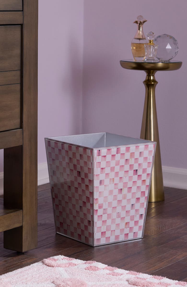 MACKENZIE CHILDS Rosy Check Glass Waste Bin, Alternate, color, Rosy