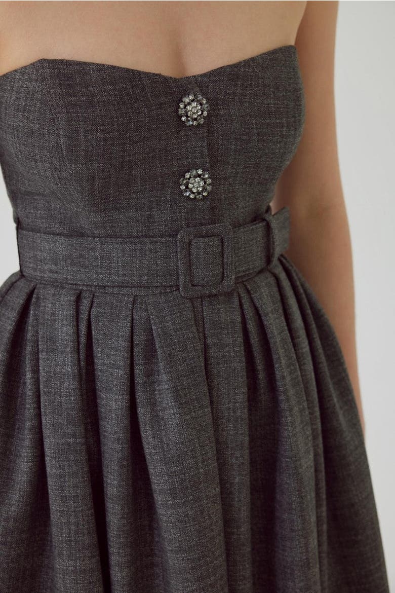 Arlan Midi Strapless Dress, Alternate, color, ANTHRACITE