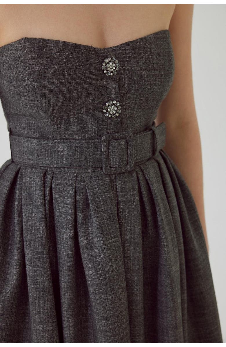 Exquise Arlan Midi Strapless Dress, Alternate, color, Anthracite