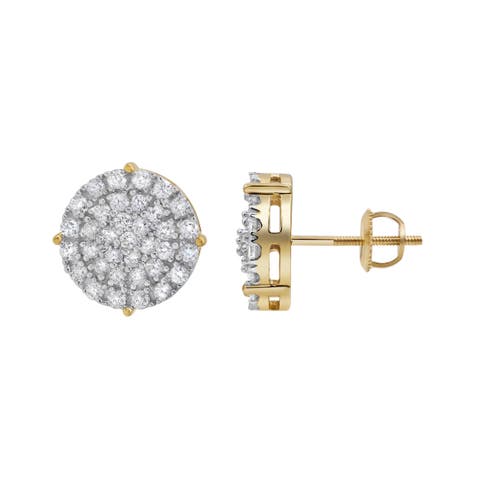 Dartboard 14K Yellow Gold Diamond Stud Earrings - 0.93ct.