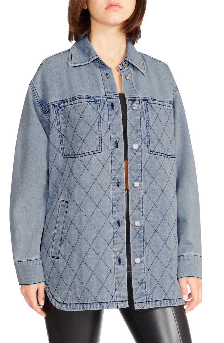 Steve Madden Lennon Quilted Denim Shacket, Main, color, 