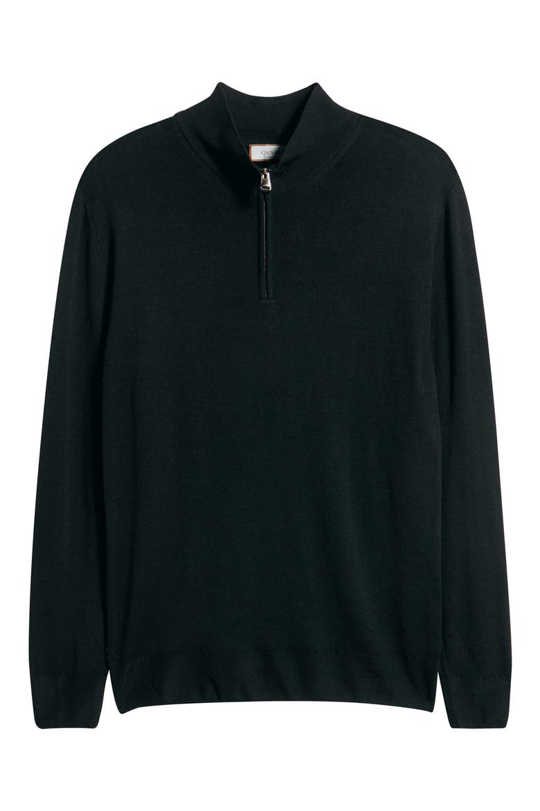 Quarter Zip Wool Blend Sweater, Alternate, color, BLACK