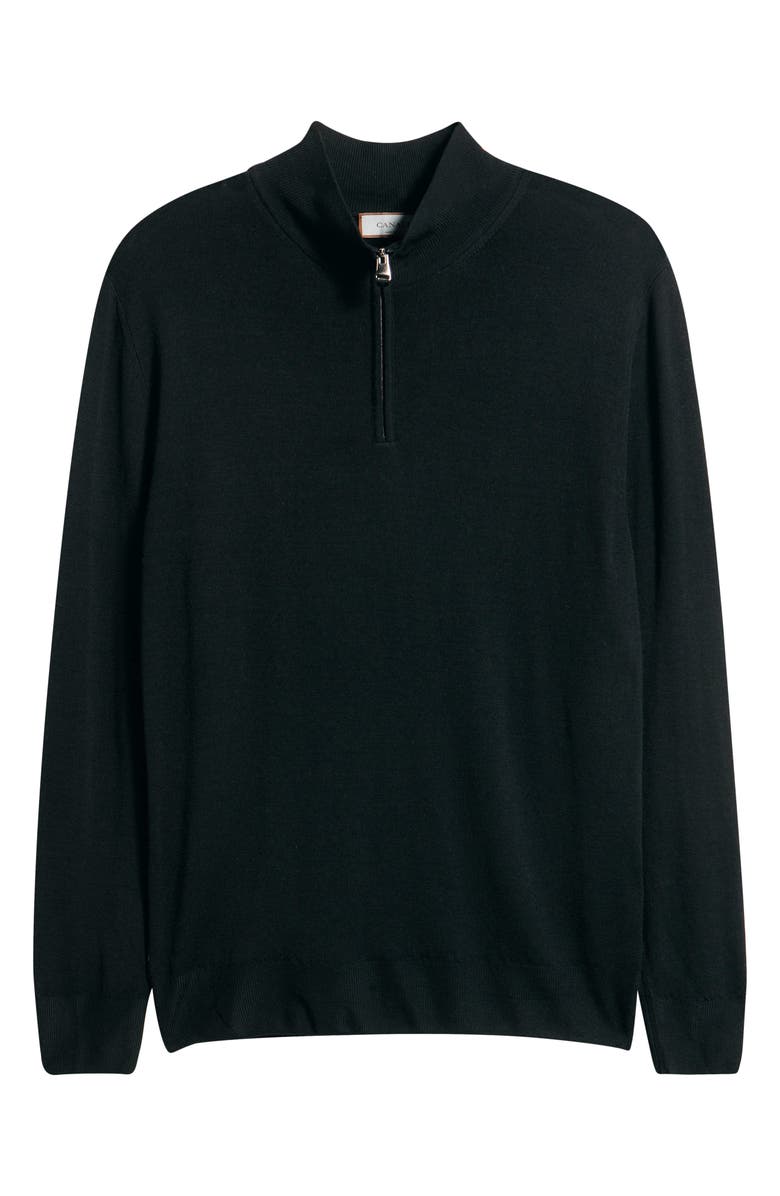 Canali Quarter Zip Wool Blend Sweater, Alternate, color, Black