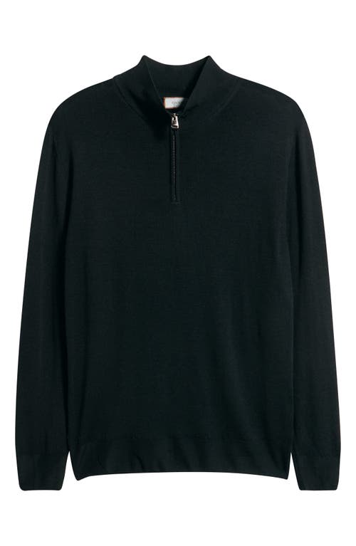 Canali Quarter Zip Wool Blend Sweater In Black