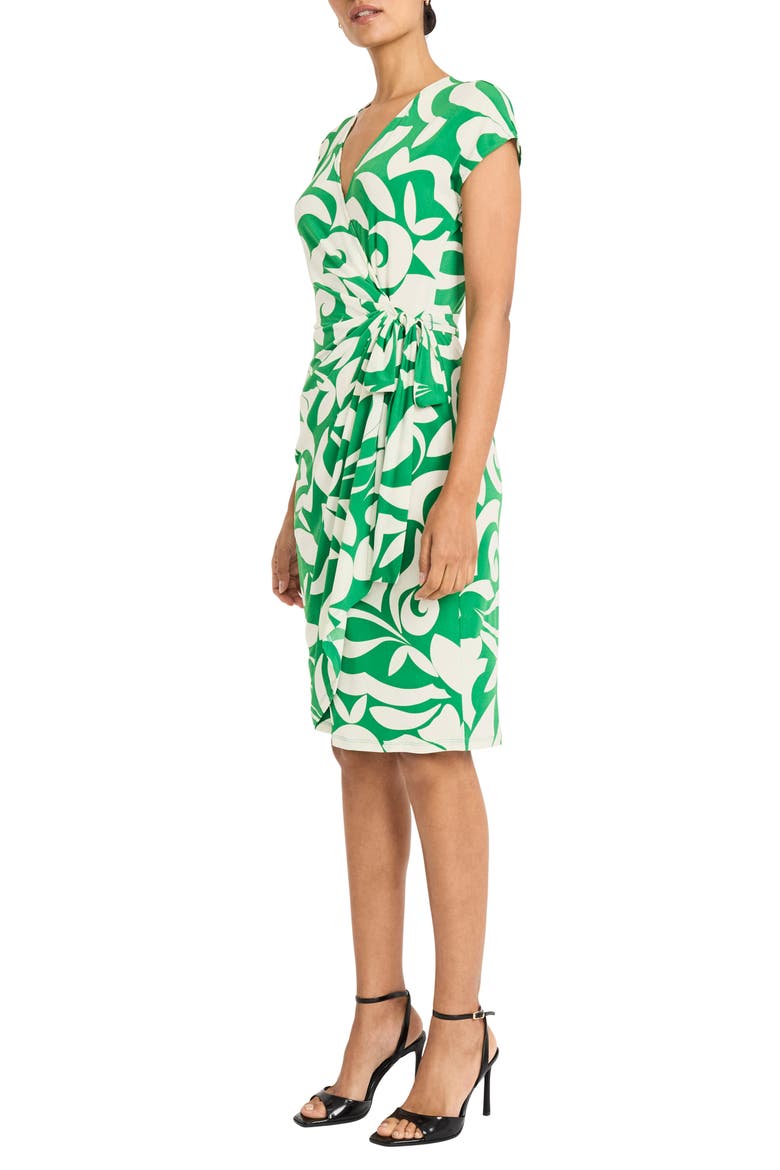 Matte Jersey Faux Wrap Dress, Alternate, color, KELLY GREEN/ IVORY