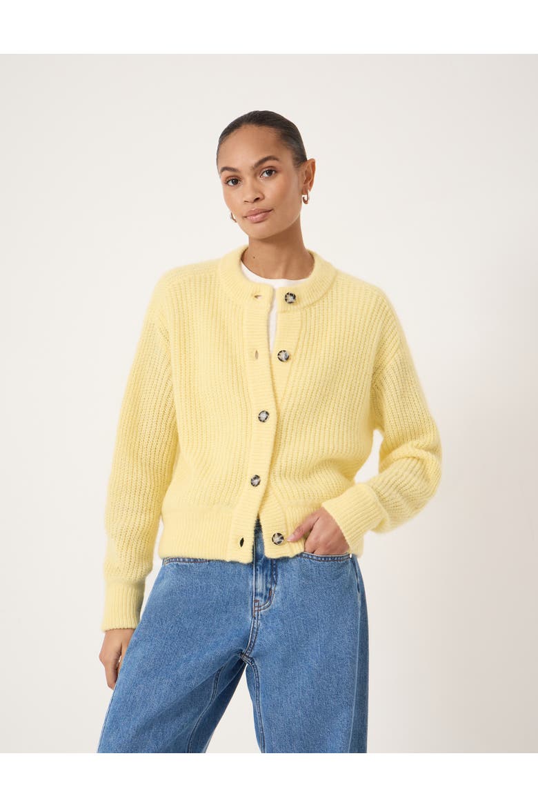 Raven Wool Blend Cardigan, Main, color, Butter Yellow