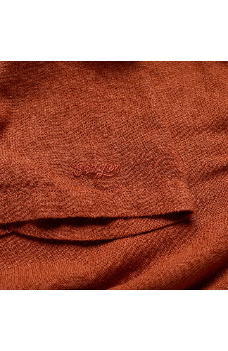 Seager Co Whippersnapper Embroidered Short Sleeve Linen Blend Snap-Up Shirt, Alternate, color, Red Clay