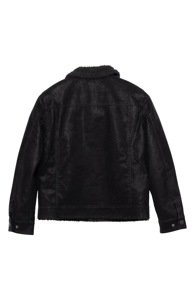 XRAY Kids' Fleece Lined Faux Leather Trucker Jacket, Alternate, color, Black