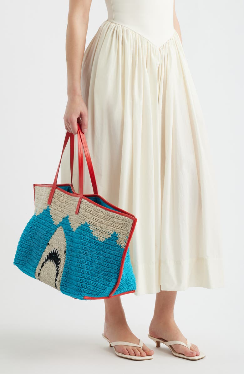 STAUD Large Christos Crochet Tote, Alternate, color, Great White