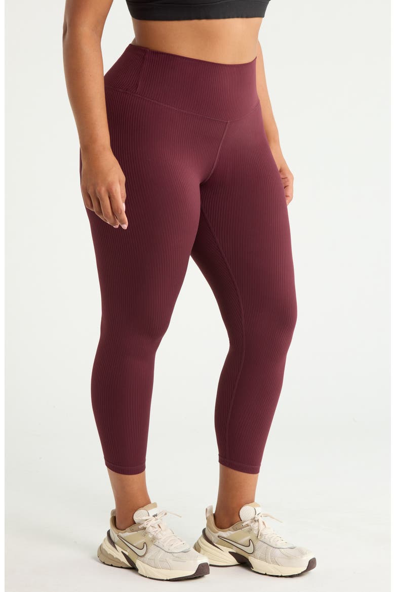 Thrive Ribbed High Waist 7/8 Legging, Alternate, color, BURGUNDY STEM