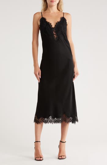 A.l.c . Lennon Lace Accent Satin Slipdress In Black