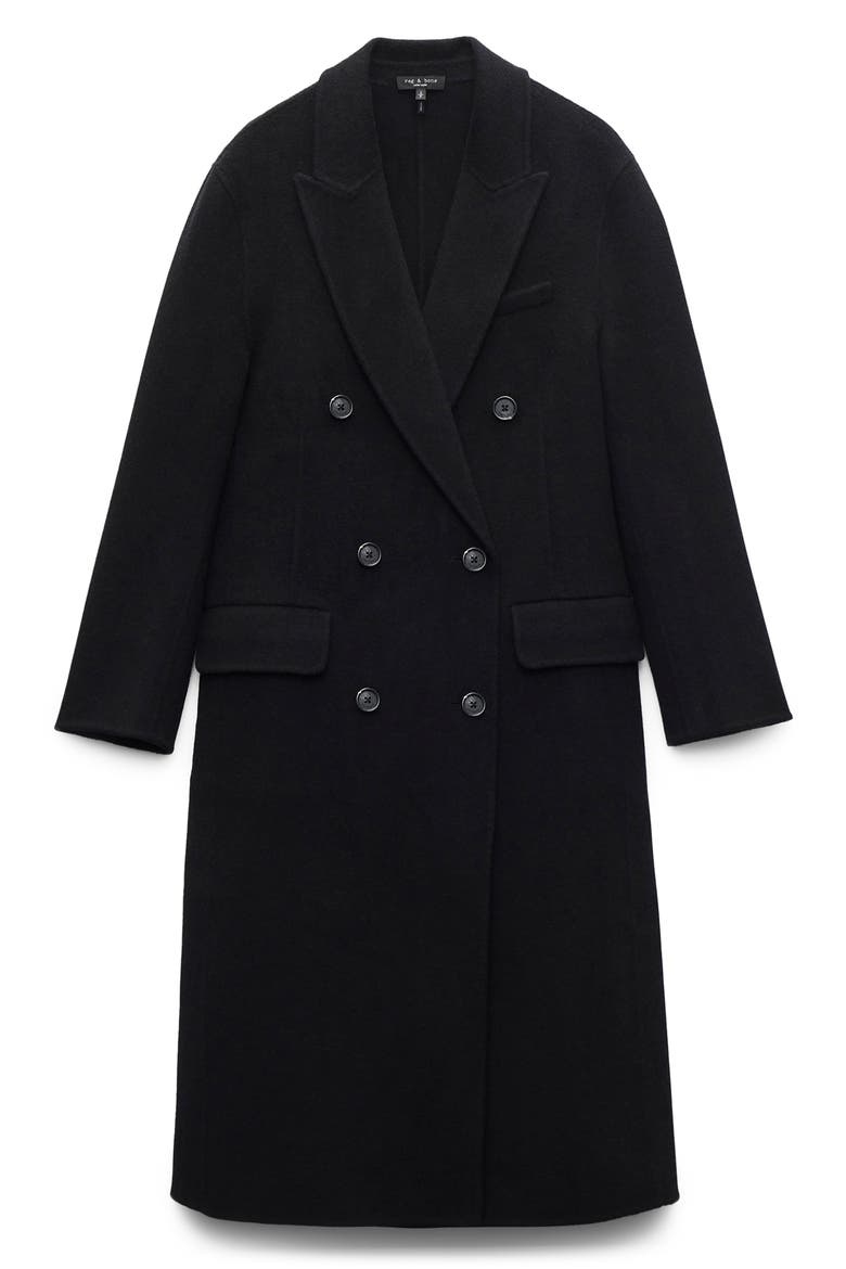 Vasso Double Breasted Wool Blend Coat, Alternate, color, BLACK