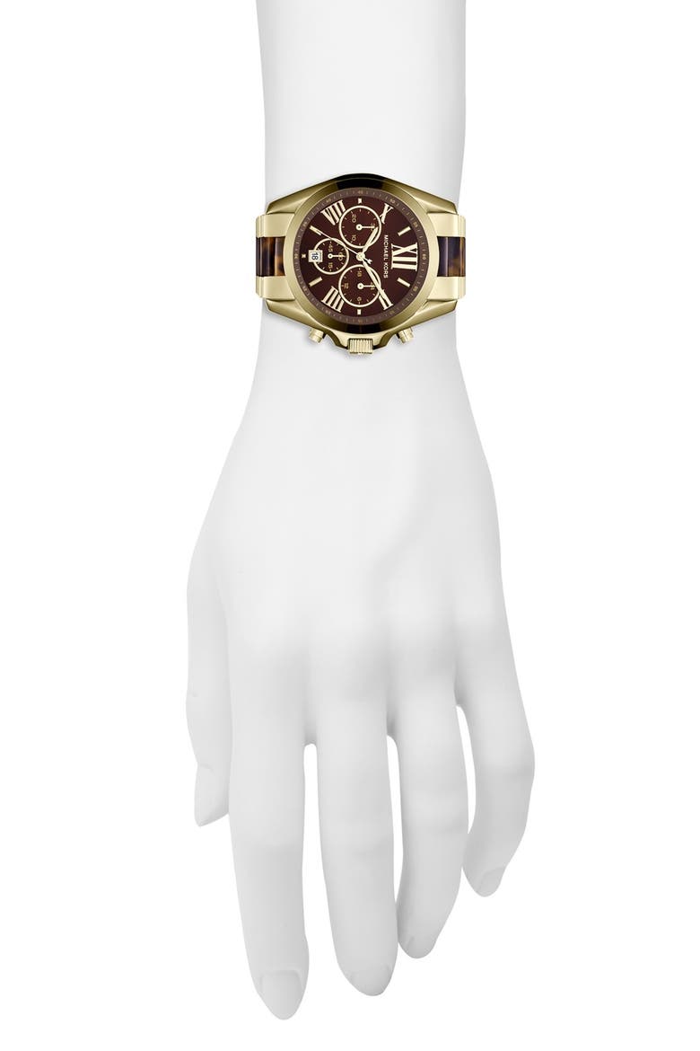 Michael Kors 'Bradshaw' Chronograph Bracelet Watch, Alternate, color, TORTOISE/ GOLD