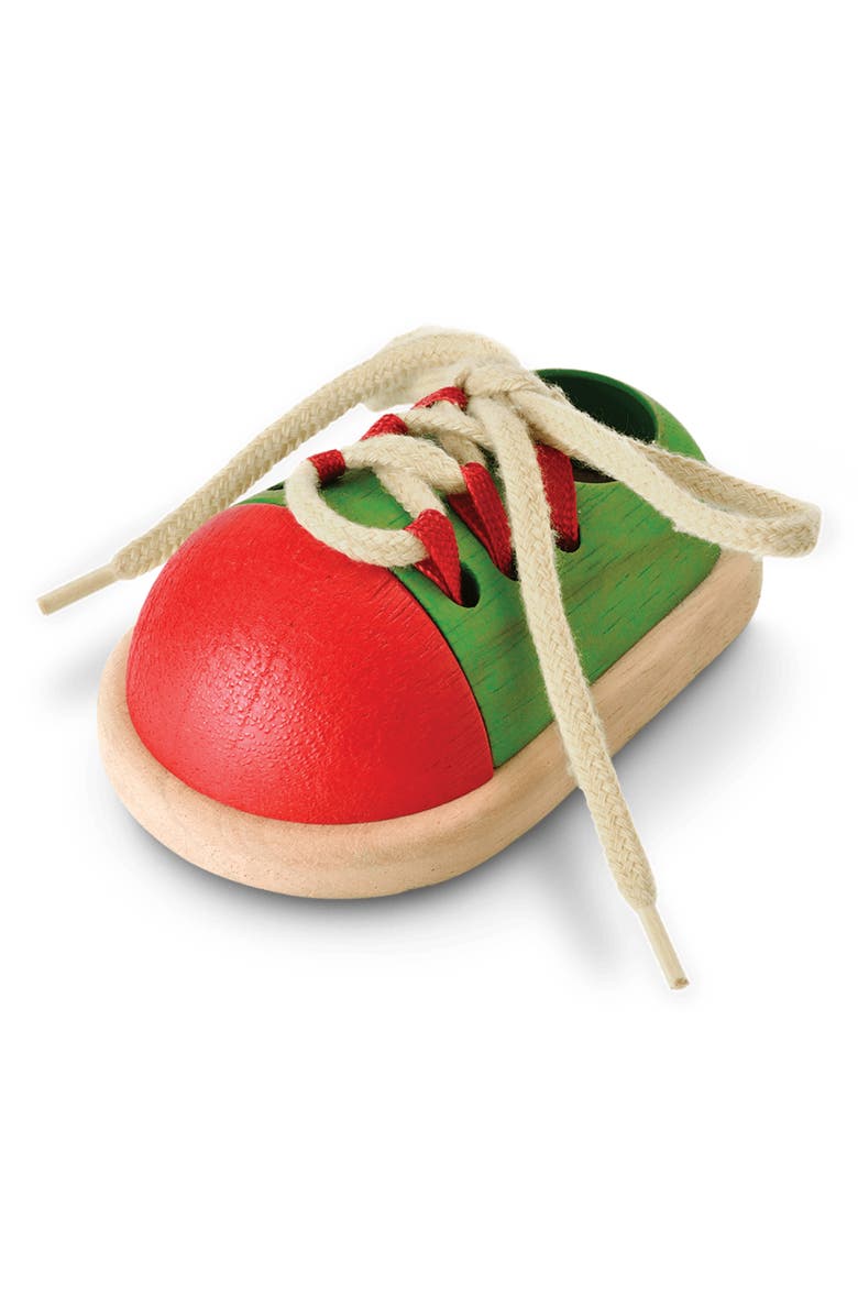 PlanToys<sup>®</sup> 2-Piece Tie-Up Wooden Shoe, Main, color,
